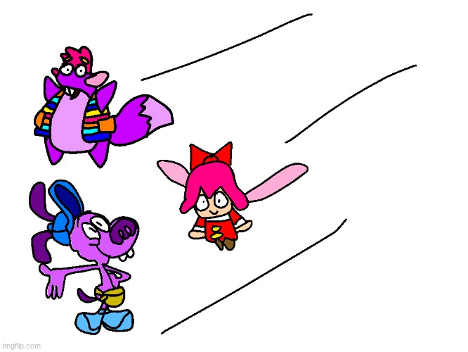 Fanart | image tagged in ribbon,bloofy,tico,kirby,inside out,dora the explorer | made w/ Imgflip meme maker