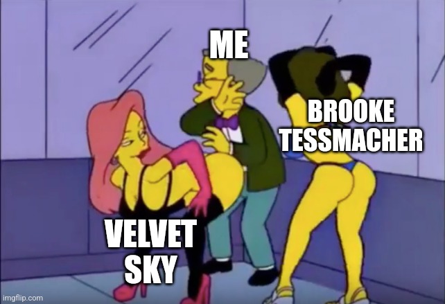 TNA Knockouts | ME; BROOKE
TESSMACHER; VELVET
SKY | image tagged in smithers vs strippers,memes,tna,knockouts,females,twerking | made w/ Imgflip meme maker