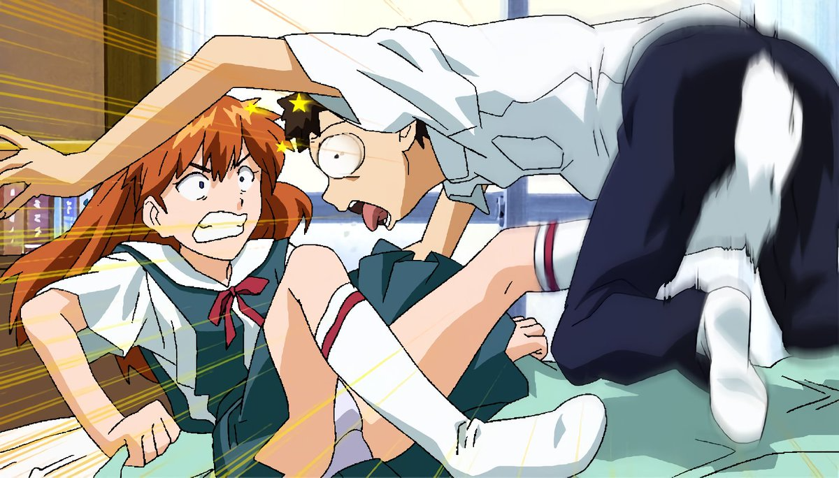 High Quality Asuka kicks Shinji's balls Blank Meme Template