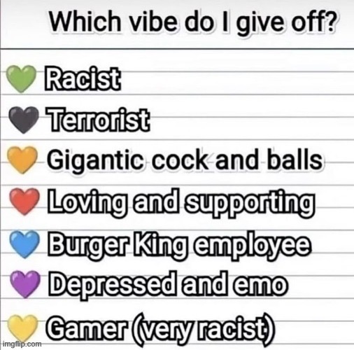 Which vibe do I give off? | image tagged in which vibe do i give off | made w/ Imgflip meme maker