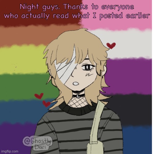 Leaving this uncropped because silly | Night guys. Thanks to everyone who actually read what I posted earlier | image tagged in potassium s picrew | made w/ Imgflip meme maker