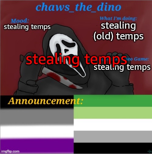 Chaws_the_dino announcement temp | stealing temps stealing (old) temps stealing temps stealing temps | image tagged in chaws_the_dino announcement temp | made w/ Imgflip meme maker