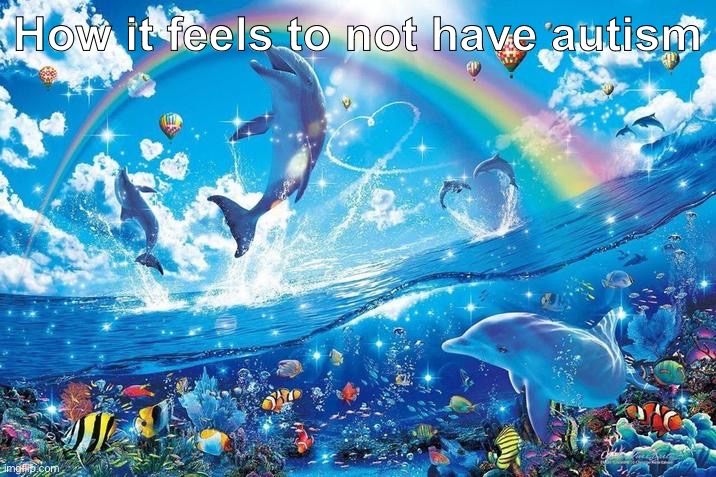 Happy dolphin rainbow | How it feels to not have autism | image tagged in happy dolphin rainbow | made w/ Imgflip meme maker