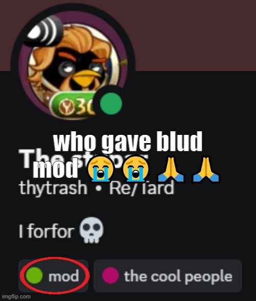 who gave blud mod 😭😭🙏🙏 | made w/ Imgflip meme maker