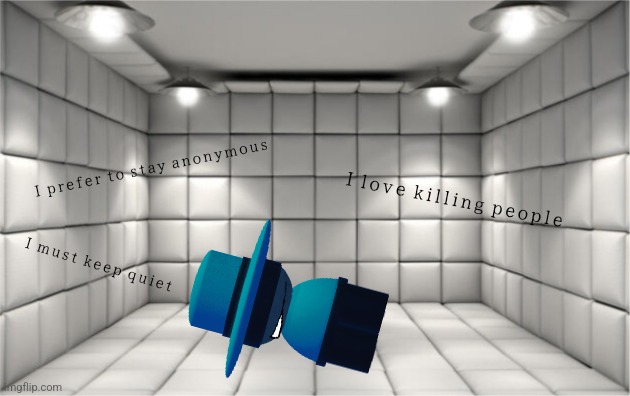 Bambar in a mental insanity room because I'm bored | I prefer to stay anonymous; I love killing people; I must keep quiet | made w/ Imgflip meme maker