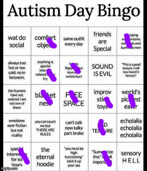 did an eleven year old make this | image tagged in autism bingo | made w/ Imgflip meme maker