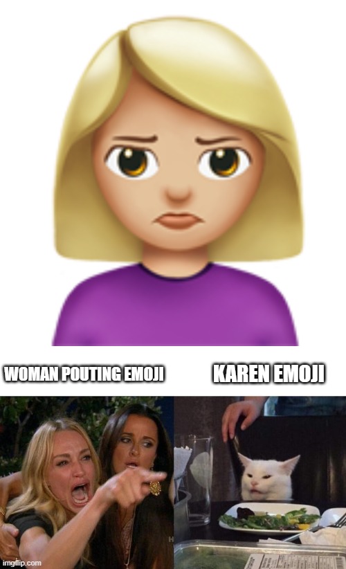 Obviously, there are some who have called it that. | KAREN EMOJI; WOMAN POUTING EMOJI | image tagged in memes,woman yelling at cat,emoji,emojis,karen,so yeah | made w/ Imgflip meme maker