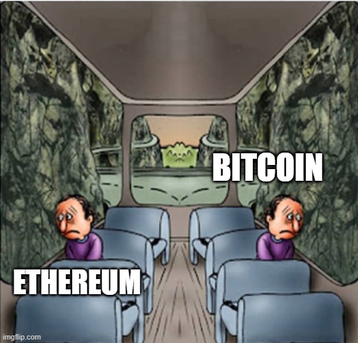 Two Sad guys on a bus | BITCOIN; ETHEREUM | image tagged in two sad guys on a bus | made w/ Imgflip meme maker