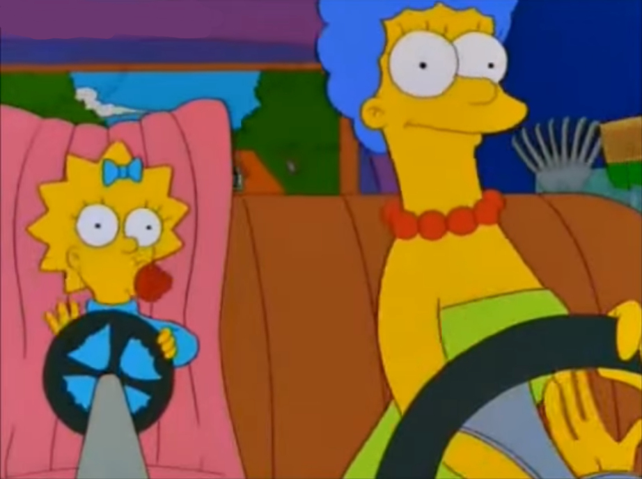 Maggie Simpson driving Blank Meme Template