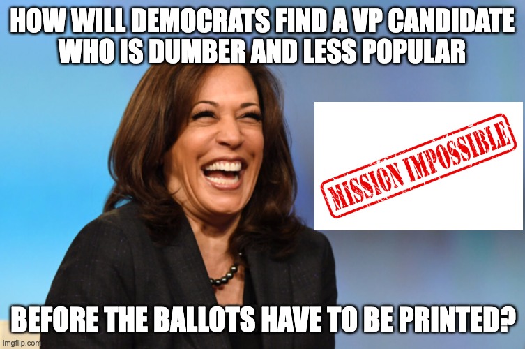 Let's Put Joe On It... | HOW WILL DEMOCRATS FIND A VP CANDIDATE
WHO IS DUMBER AND LESS POPULAR; BEFORE THE BALLOTS HAVE TO BE PRINTED? | image tagged in kamala | made w/ Imgflip meme maker
