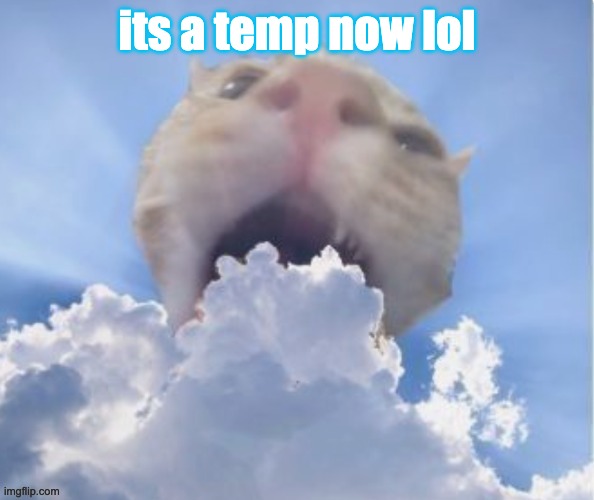 cat eating cloud | its a temp now lol | image tagged in cat eating cloud | made w/ Imgflip meme maker