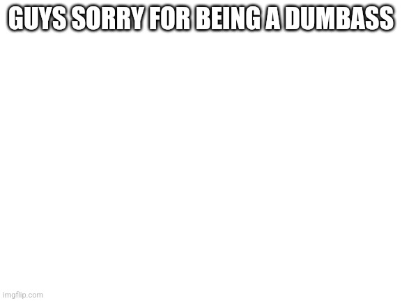 Sorry | GUYS SORRY FOR BEING A DUMBASS | image tagged in blank white template | made w/ Imgflip meme maker