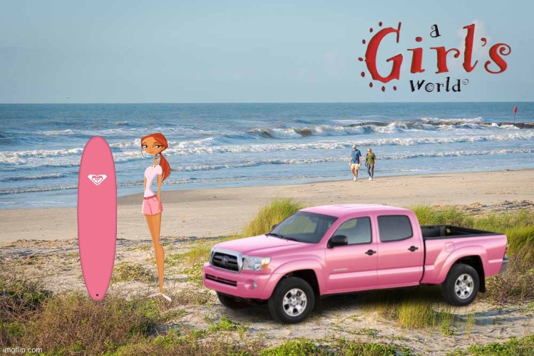 A Girl’s World - Emma (Stoled) | image tagged in girl,cartoon network,surf,surfing,trucks,beach | made w/ Imgflip meme maker