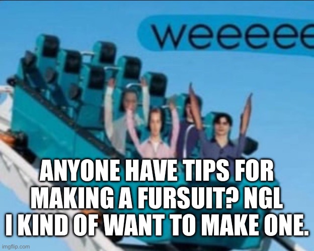 Looks fun | ANYONE HAVE TIPS FOR MAKING A FURSUIT? NGL I KIND OF WANT TO MAKE ONE. | made w/ Imgflip meme maker