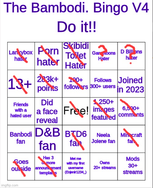image tagged in banbodi bingo v4 | made w/ Imgflip meme maker