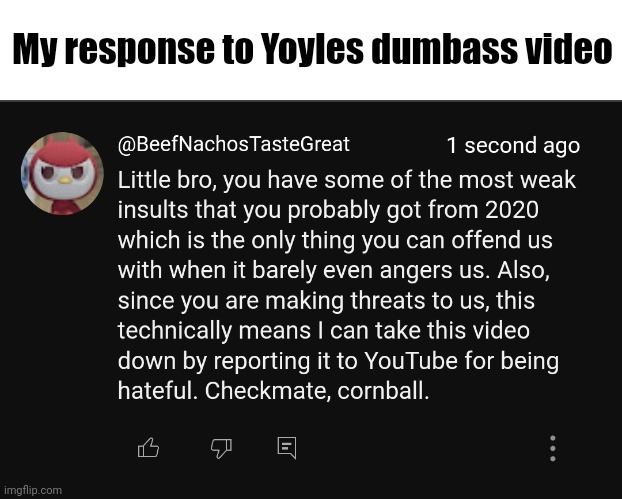 My response to Yoyles dumbass video | made w/ Imgflip meme maker