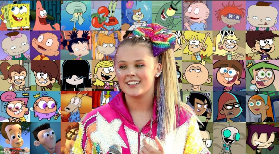 Nickelodeon crossover team + JoJo Siwa (kid) | image tagged in nickelodeon,the loud house,danny phantom,rugrats,the fairly oddparents,jojo siwa | made w/ Imgflip meme maker