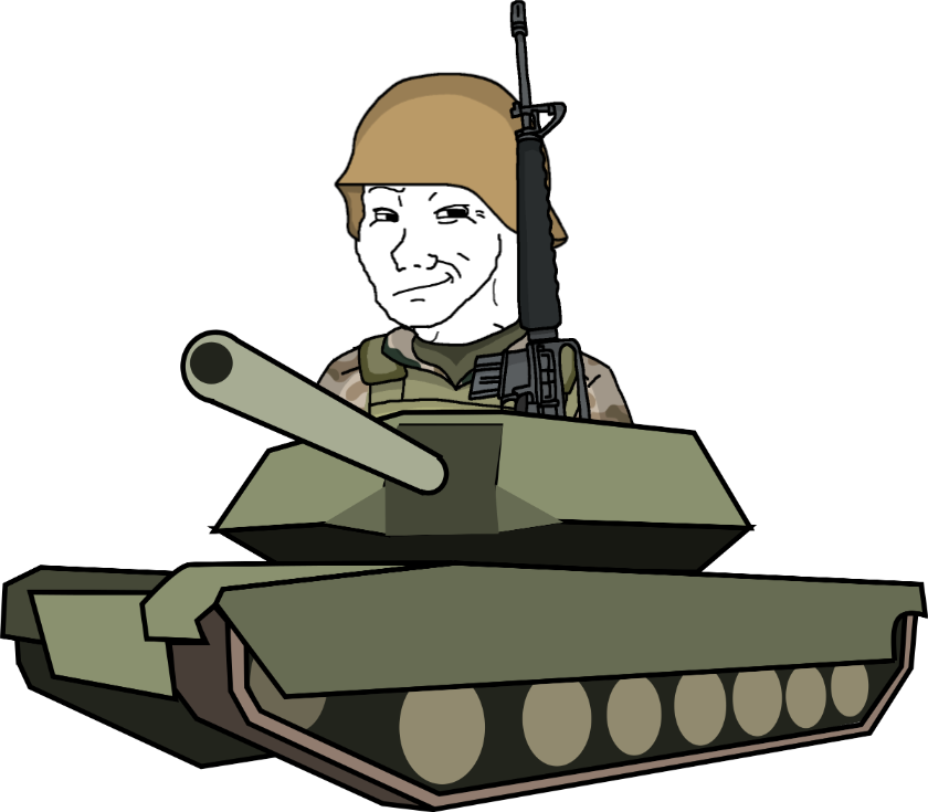 High Quality wojak in a tank (happy) Blank Meme Template