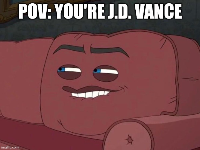 When J.D. Vance Walks Into The Room | POV: YOU'RE J.D. VANCE | image tagged in couch | made w/ Imgflip meme maker