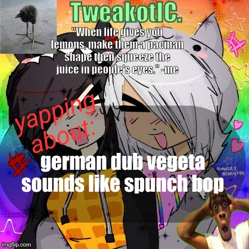 smores 14th announcement temp | german dub vegeta sounds like spunch bop | image tagged in smores 14th announcement temp | made w/ Imgflip meme maker