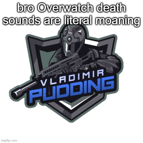 Vladimir Pudding | bro Overwatch death sounds are literal moaning | image tagged in vladimir pudding | made w/ Imgflip meme maker