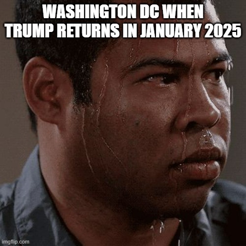 Sweaty tryhard | WASHINGTON DC WHEN TRUMP RETURNS IN JANUARY 2025 | image tagged in sweaty tryhard,trumpo,government corruption,politics,political humor | made w/ Imgflip meme maker