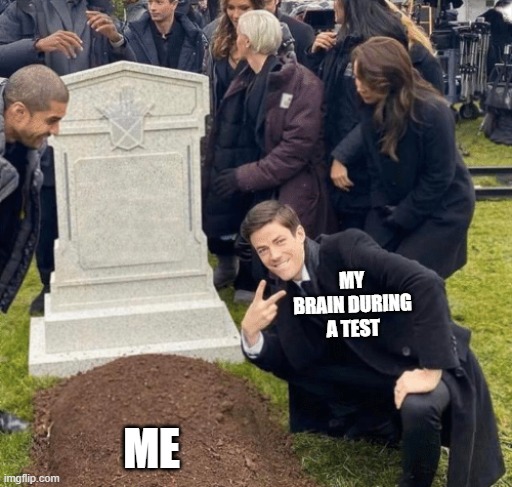 I can't remember anything useful | MY BRAIN DURING A TEST; ME | image tagged in grant gustin over grave | made w/ Imgflip meme maker