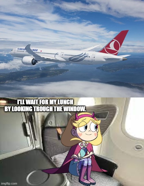 Star Leaves Istanbul to Return to the US (July 25, 2024) | I'LL WAIT FOR MY LUNCH BY LOOKING TROUGH THE WINDOW. | image tagged in star butterfly | made w/ Imgflip meme maker