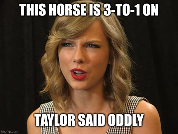 Taylor Swiftie | THIS HORSE IS 3-TO-1 ON TAYLOR SAID ODDLY | image tagged in taylor swiftie | made w/ Imgflip meme maker