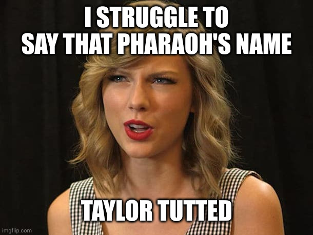 Taylor Swiftie | I STRUGGLE TO SAY THAT PHARAOH'S NAME TAYLOR TUTTED | image tagged in taylor swiftie | made w/ Imgflip meme maker