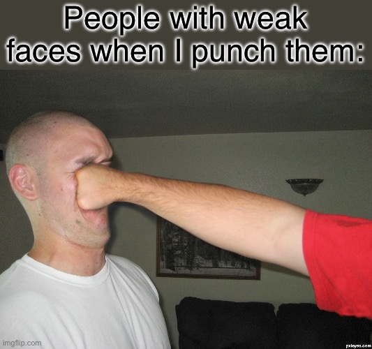 Face punch | People with weak faces when I punch them: | image tagged in face punch | made w/ Imgflip meme maker