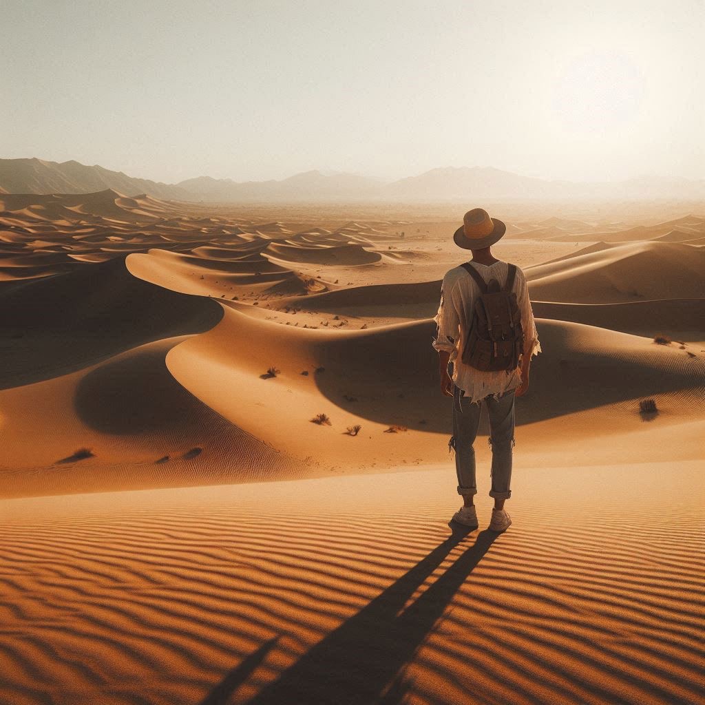 Man in the desert Blank Meme Template