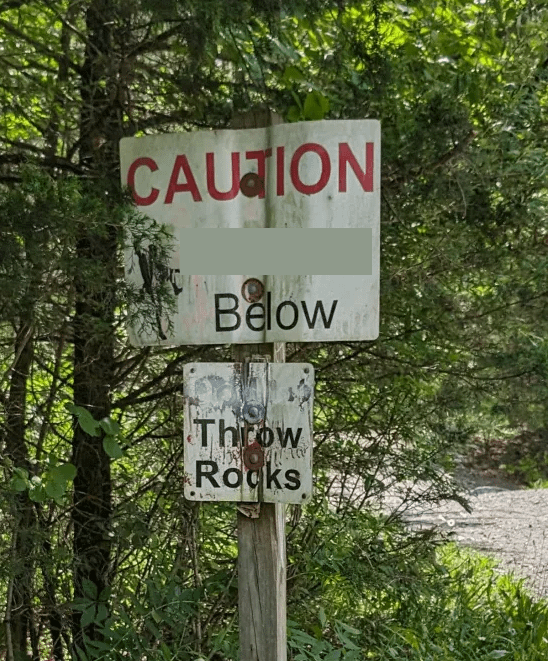 Caution Below, Throw Rocks Blank Meme Template