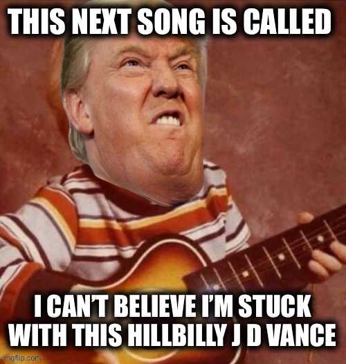 THIS NEXT SONG IS CALLED; I CAN’T BELIEVE I’M STUCK WITH THIS HILLBILLY J D VANCE | image tagged in memes | made w/ Imgflip meme maker