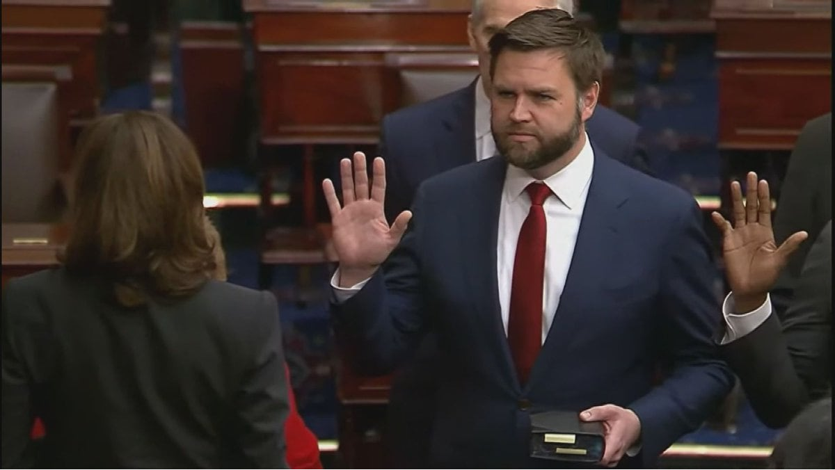 High Quality Kamala Harris swears in JD Vance as Senator Blank Meme Template