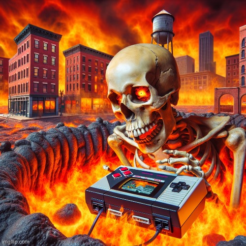 skull playing the nintendo 64 in michigan | image tagged in skull playing the nintendo 64 in michigan | made w/ Imgflip meme maker