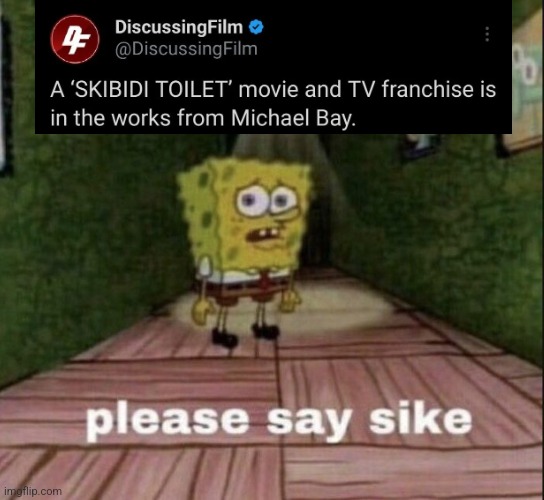 A skibidi toilet movie will be terrible. | image tagged in please say sike | made w/ Imgflip meme maker