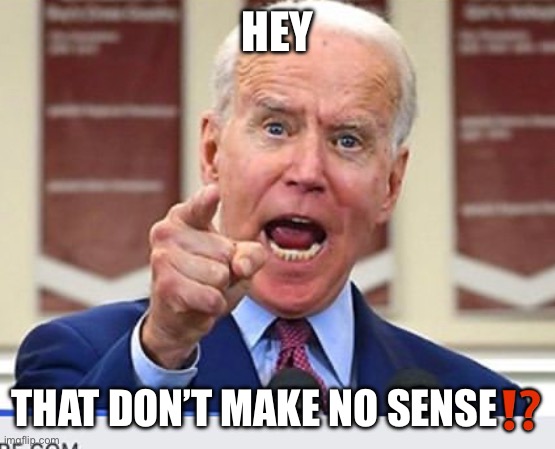 Joe Biden no malarkey | HEY THAT DON’T MAKE NO SENSE⁉️ | image tagged in joe biden no malarkey | made w/ Imgflip meme maker