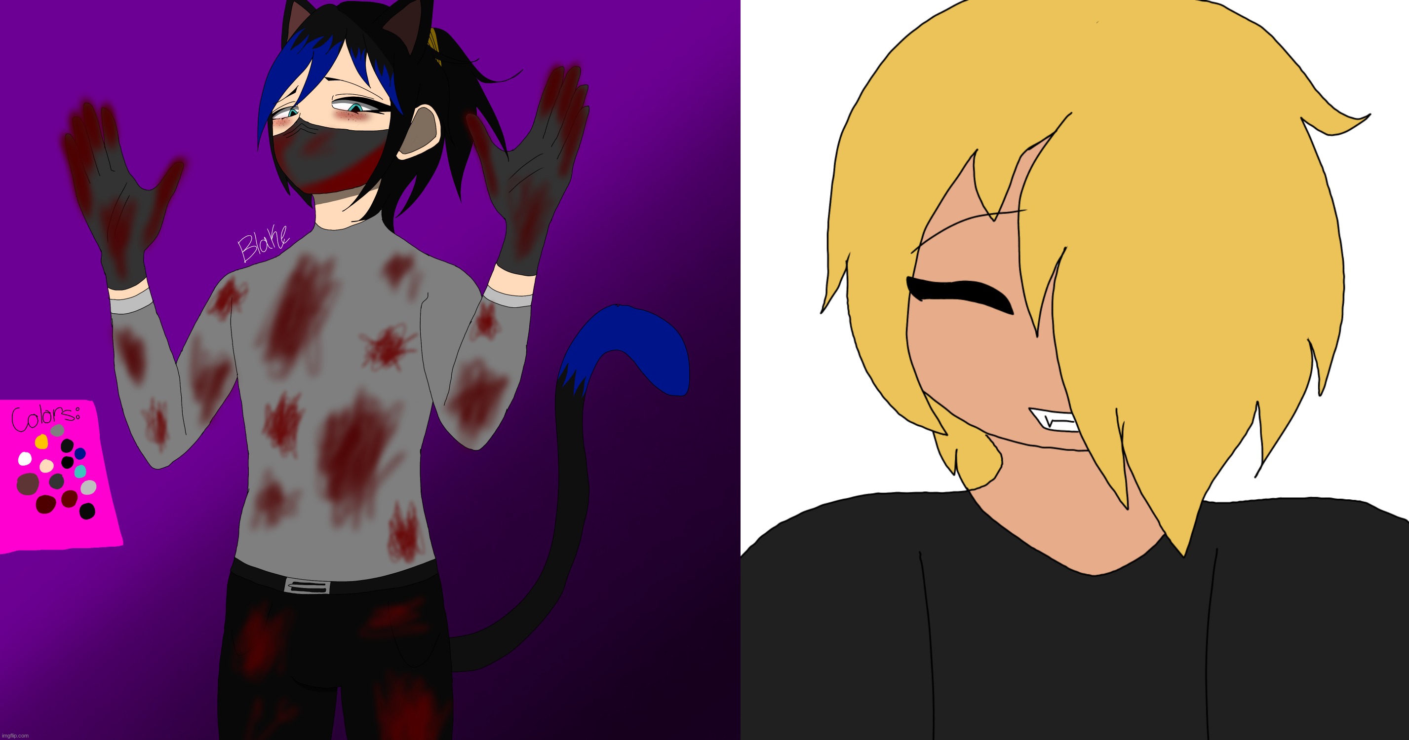 My art now vs like 3 years ago | image tagged in blake remake,spire smiling | made w/ Imgflip meme maker