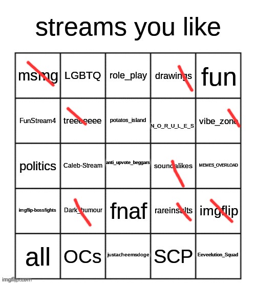 streams you like bingo | image tagged in streams you like bingo | made w/ Imgflip meme maker