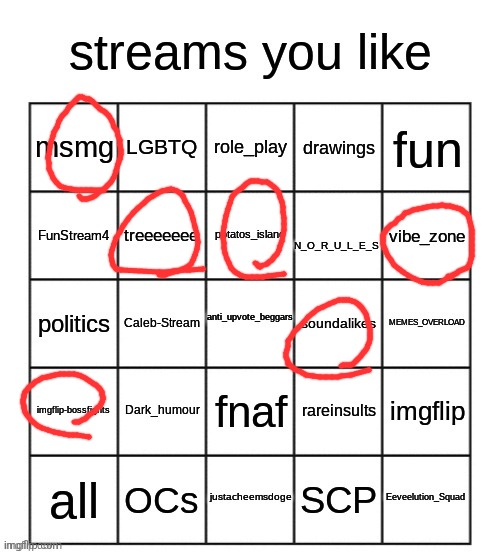 streams you like bingo | image tagged in streams you like bingo | made w/ Imgflip meme maker