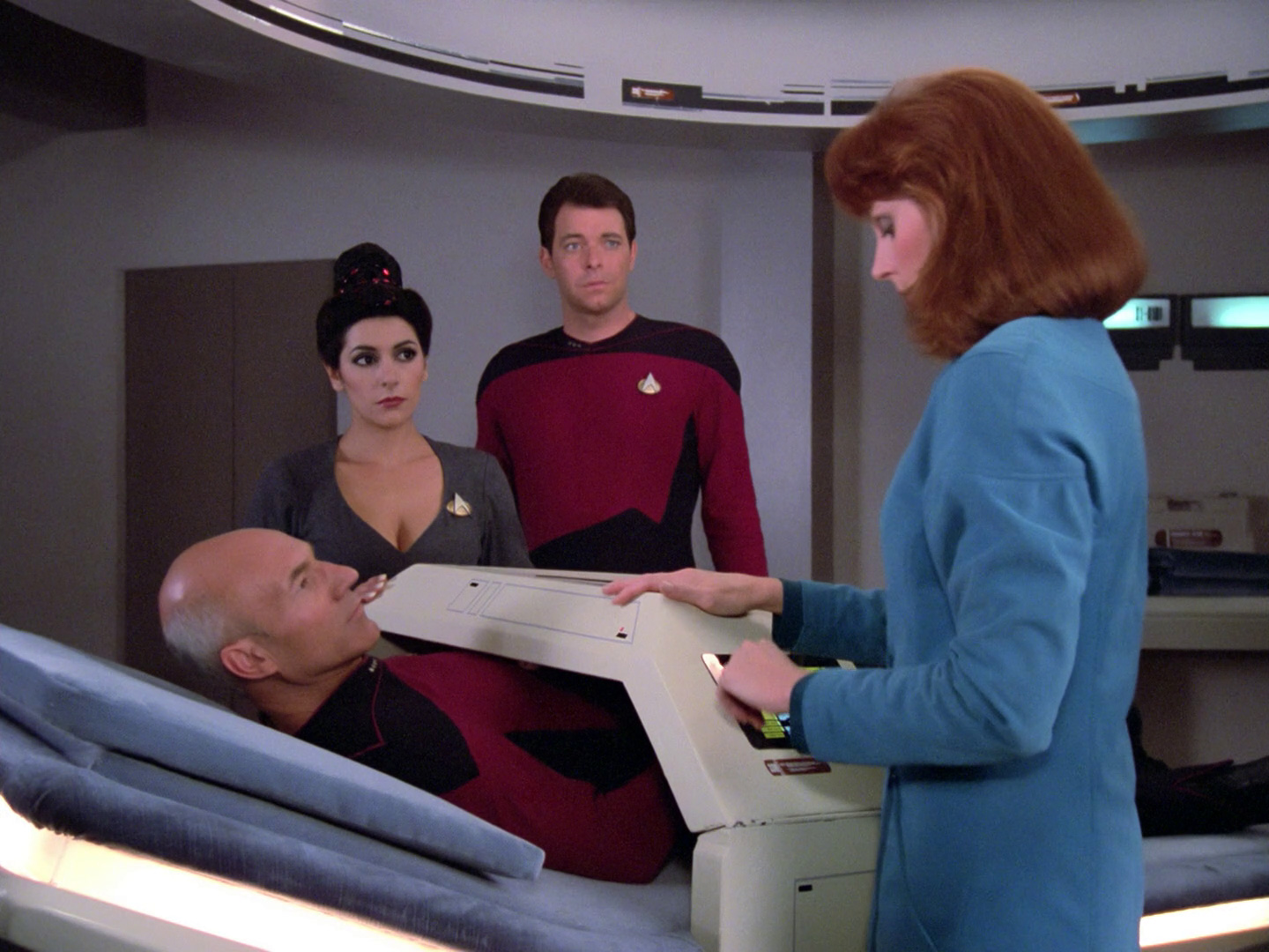 High Quality Beverly Crusher Scanning Captain Picard Blank Meme Template