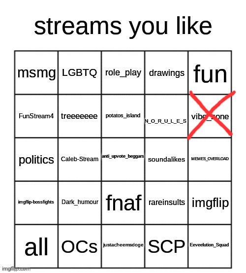 streams you like bingo | image tagged in streams you like bingo | made w/ Imgflip meme maker