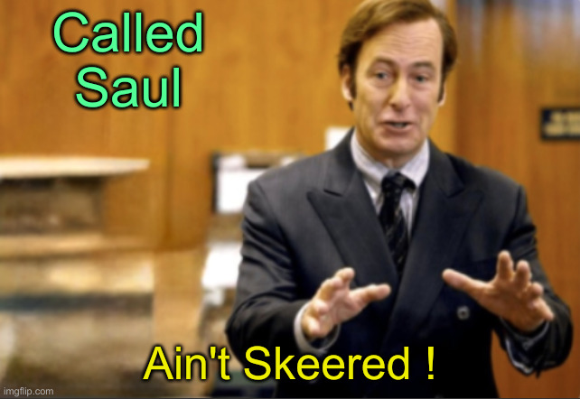 Saul Goodman defending | Called Saul Ain't Skeered ! | image tagged in saul goodman defending | made w/ Imgflip meme maker