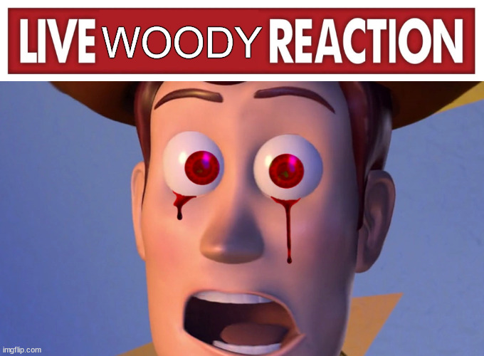 live woody reaction | WOODY | image tagged in live reaction,toy story | made w/ Imgflip meme maker