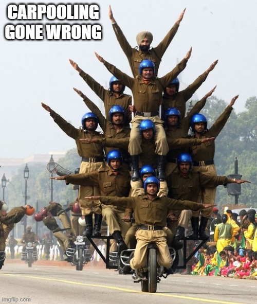 memes by Brad - Motorcycle carpool racing humor | CARPOOLING GONE WRONG | image tagged in sports,funny,motorcycles,humor,funny meme | made w/ Imgflip meme maker