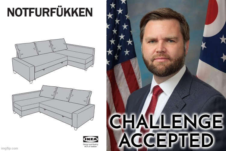 Couch Humper | CHALLENGE ACCEPTED | image tagged in jd vance,couch,couch humper,kinky,vice president,couchy | made w/ Imgflip meme maker