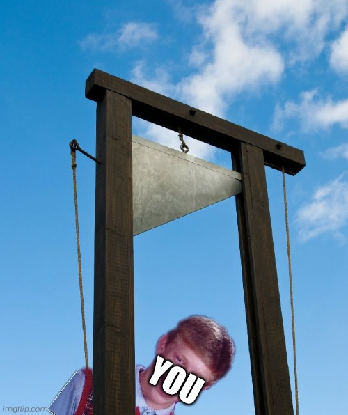 Guillotine Brian | YOU | image tagged in guillotine brian | made w/ Imgflip meme maker