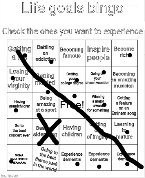 elden ring is easy tbh | image tagged in life goals bingo | made w/ Imgflip meme maker