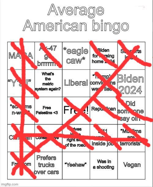 I guess I’m a LOT more American than I previously thought, despite being Russian | image tagged in average american bingo | made w/ Imgflip meme maker